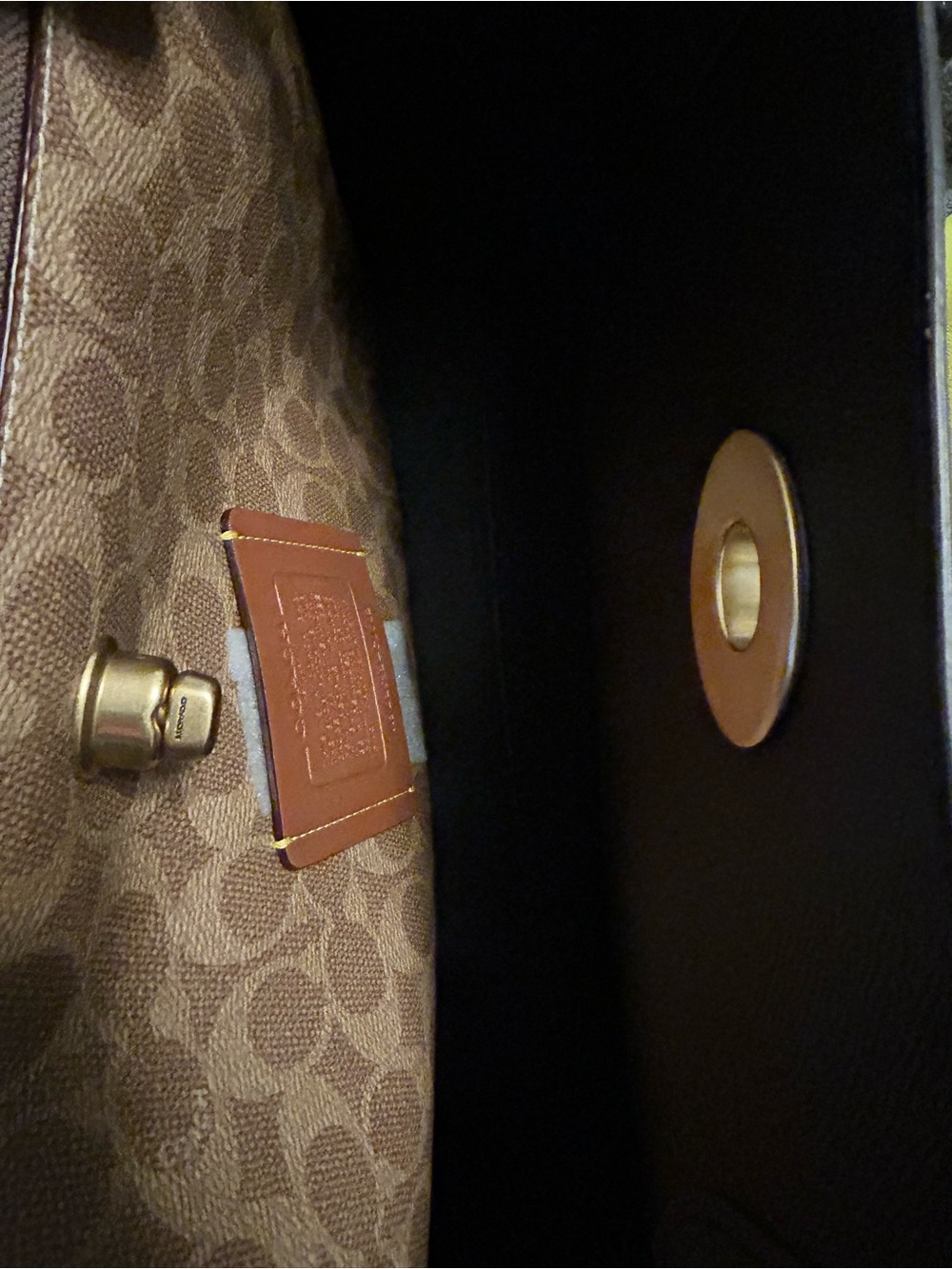 Coach Brown Leather Tote with Black Handles - Picture 12 of 16
